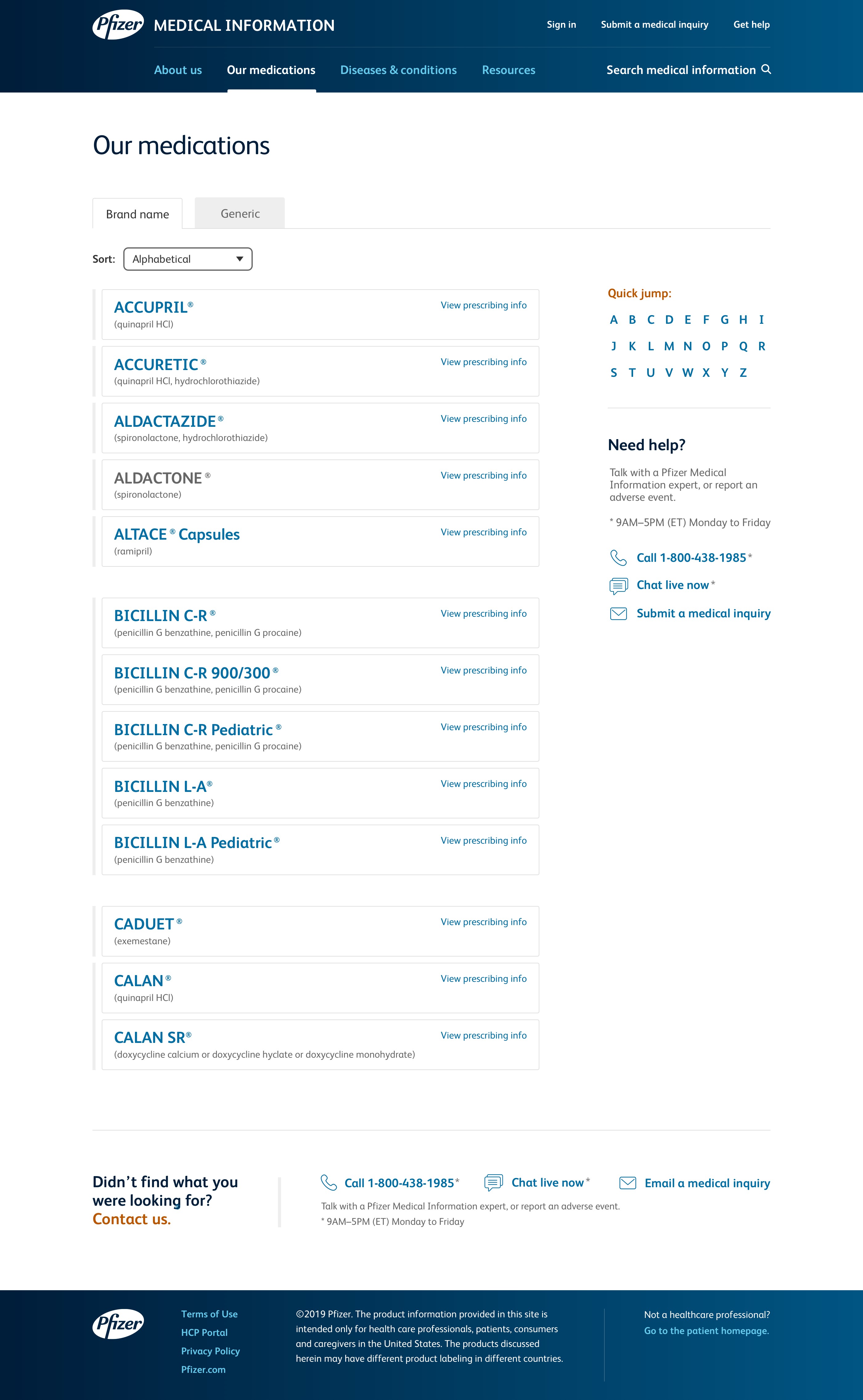 Image of the new medication listing page