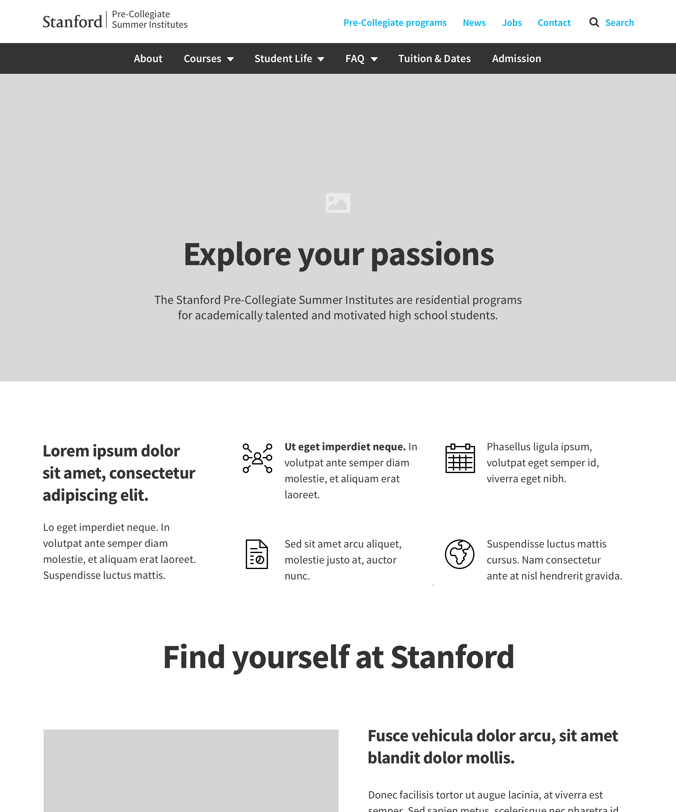 Screenshot of the homepage wireframe