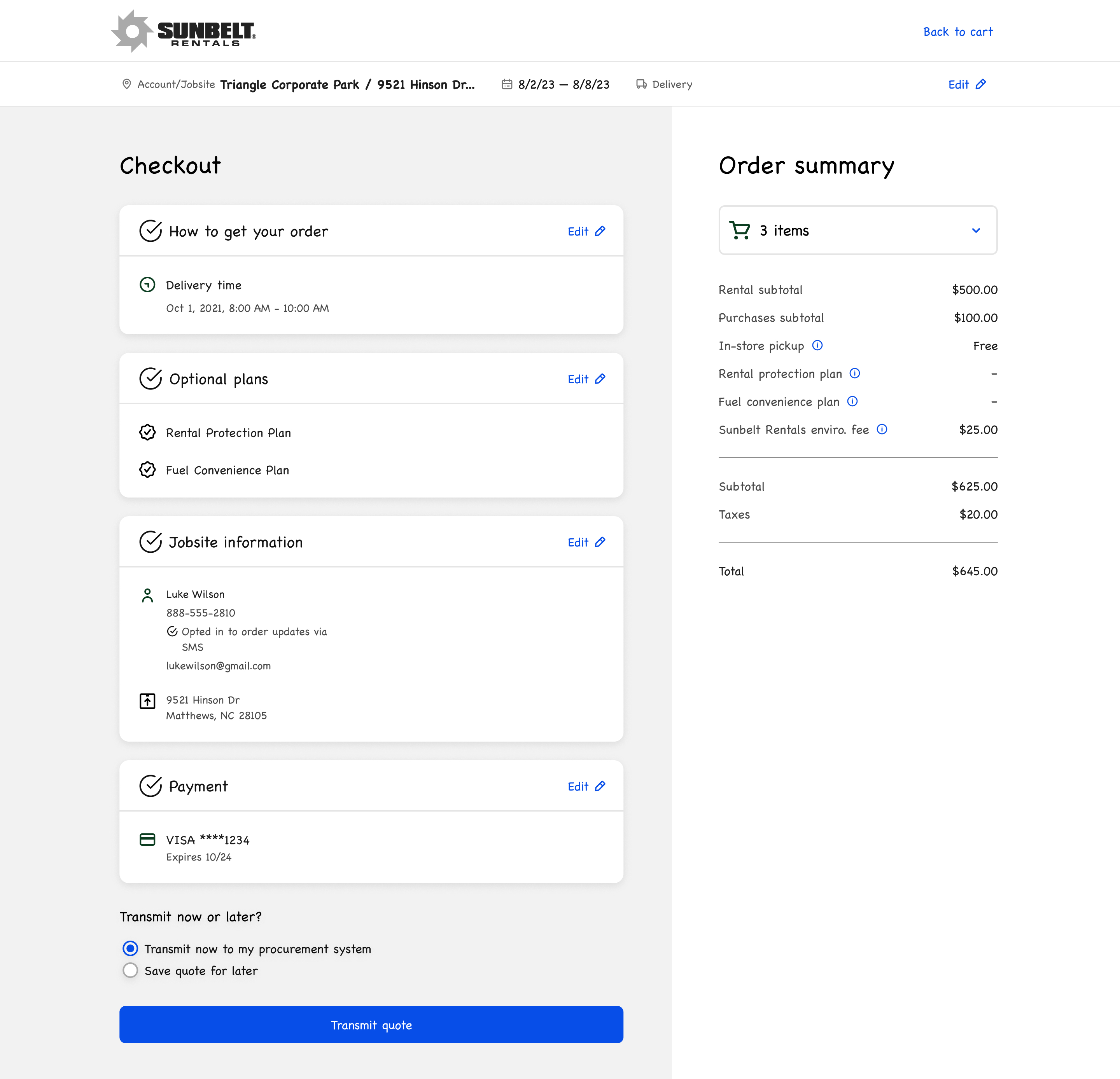 Image of the new punchout checkout process